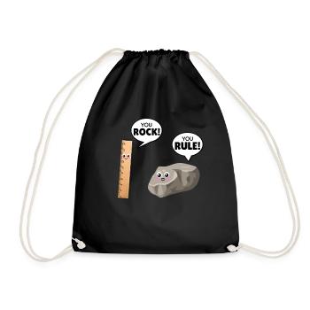 You Rock You Rule Cute Rock Pun - Drawstring Bag - black - Front