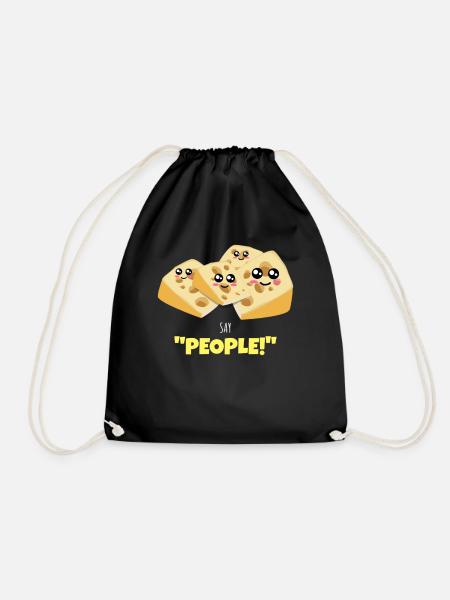 Say People Funny Cheese Pun - Drawstring Bag - black