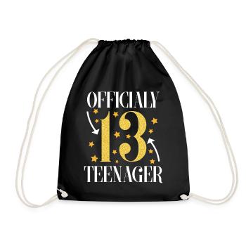 Teenage 13 birthday, girl boy - Drawstring Bag - black - Front