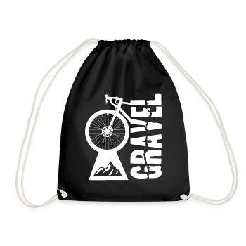 Design de vélo de gravier avec motif de roue et de montagne - Sac de sport léger - noir - Devant