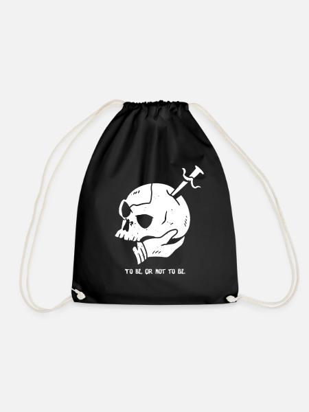 Totenkopf mit Dolch und Hamlet Zitat - Turnbeutel - Schwarz
