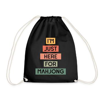Lustige Mahjong-| Mahjong Geschenke | Mahjong-Spieler - Turnbeutel - Schwarz - Vorne