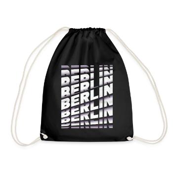 Berlin Germany City Font Skyline Home - Drawstring Bag - black - Front