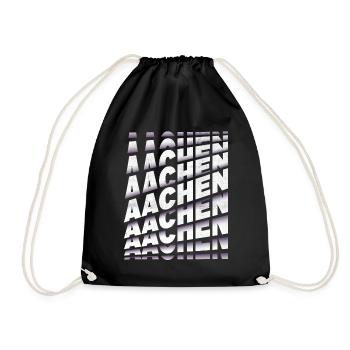Aachen Germany City Font Skyline Home - Drawstring Bag - black - Front