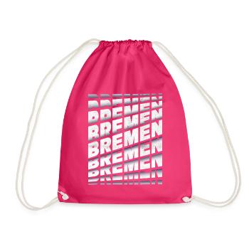 Bremen Germany City Font Skyline Home - Drawstring Bag - fuchsia - Front