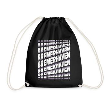 Bremerhaven Germany City Font Skyline - Drawstring Bag - black - Front