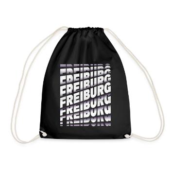 Freiburg Germany City Font Skyline Home - Drawstring Bag - black - Front