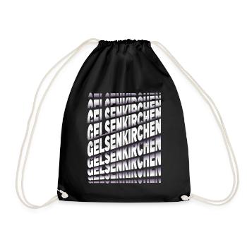 Gelsenkirchen Deutschland Stadt Schrift Skyline - Turnbeutel - Schwarz - Vorne
