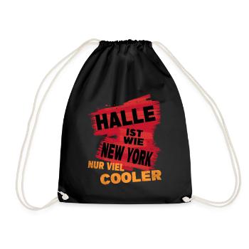 Halle Germany city saying is like New York - Drawstring Bag - black - Front