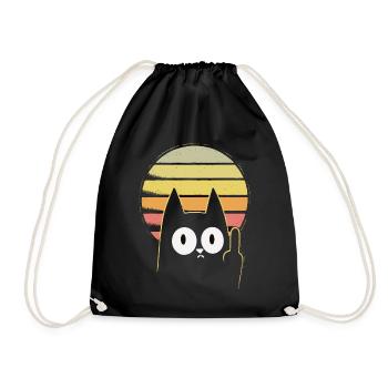 Middle finger cat - Drawstring Bag - black - Front
