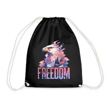 Eagle Freedom Eagle Head Nature Wilderness Trees Mountains - Drawstring Bag - black - Front