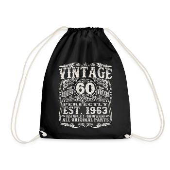 born in 1963 - 60 years old - Drawstring Bag - black - Front