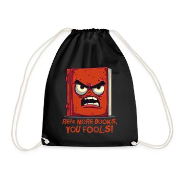 Read more books! Angry Book - Drawstring Bag - black - Front