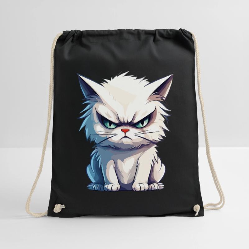 cat grumpy grumpy grumpy meow funny Drawstring Bag