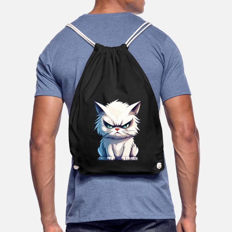 cat grumpy grumpy grumpy meow funny Drawstring Bag