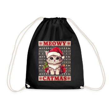 Chat Noël Merry Meowy Catmas Ugly Funny - Sac de sport léger - noir - Devant