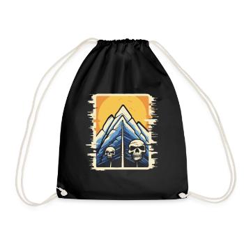 Japanese Mountains Nature: Horror Tarot Skull - Drawstring Bag - black - Front