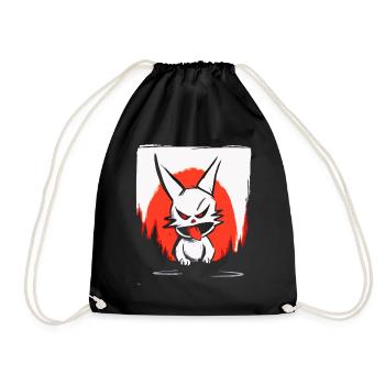 Soleil rouge japonais et un lapin coquin - Sac de sport léger - noir - Devant