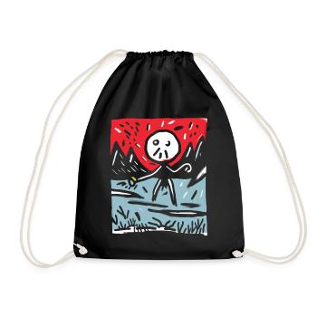 Le soleil rouge du Japon : montagnes et bonhommes allumettes - Sac de sport léger - noir - Devant