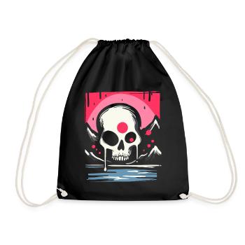 Le soleil rouge du Japon : Crâne de gouttes roses - Sac de sport léger - noir - Devant