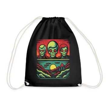 Invasion der Totenkopf Gesichter Aliens - Turnbeutel - Schwarz - Vorne
