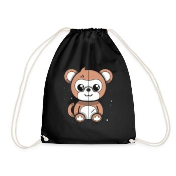 A cute, artsy space bear - Drawstring Bag - black - Front