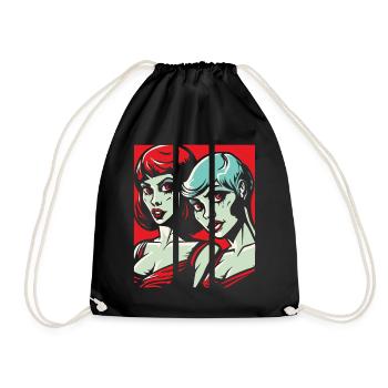 Portrait de bande dessinée de belles copines - Sac de sport léger - noir - Devant