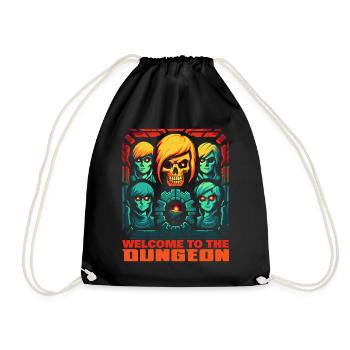 Welcome to the dungeon with skull and friends - Drawstring Bag - black - Front
