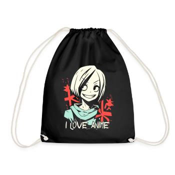 Ich liebe Anime und coole Mädchen - Turnbeutel - Schwarz - Vorne