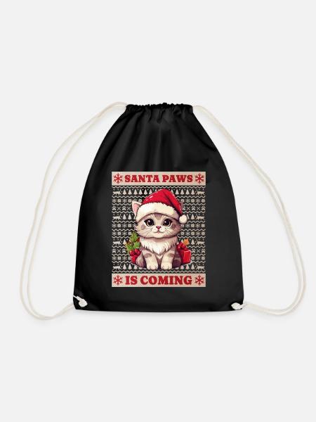 Cat Christmas Santa Paws Merry Catmas Ugly - Gymbag - svart