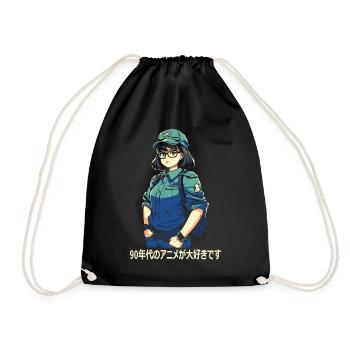 I love 90's anime - Drawstring Bag - black - Front