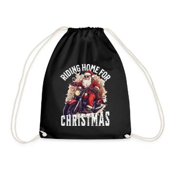Santa Claus Motorcycle Sunglasses Christmas - Drawstring Bag - black - Front