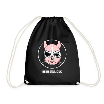 BE REBELLIOUS with Pigs Mask - Drawstring Bag - black - Front