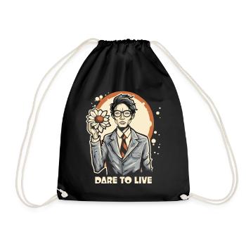 asiatischer japanischer Mann mit Blume und Liebe - Turnbeutel - Schwarz - Vorne