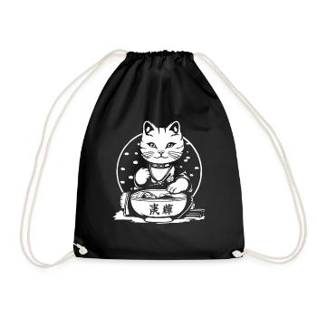 Japanische Reisschüssel-Katze in Japan - Turnbeutel - Schwarz - Vorne