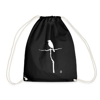 Bird on a branch - Drawstring Bag - black - Front