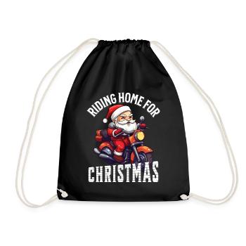 Santa Claus Motorcycle Sunglasses Christmas - Drawstring Bag - black - Front