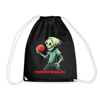 Funny Zombie Bowler, Bowling Forever - Drawstring Bag - black - Front