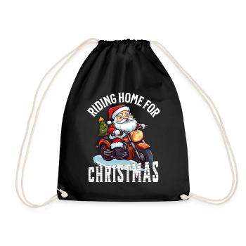 Santa Claus Motorcycle Sunglasses Christmas - Drawstring Bag - black - Front