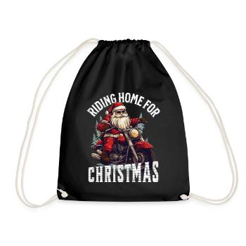 Santa Claus Motorcycle Sunglasses Christmas - Drawstring Bag - black - Front