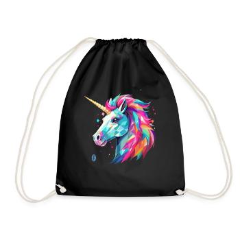 Unicorn in glass style - Drawstring Bag - black - Front