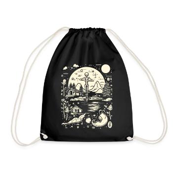Skeleton-Nature-Abstract-Crazy Drawing - Drawstring Bag - black - Front