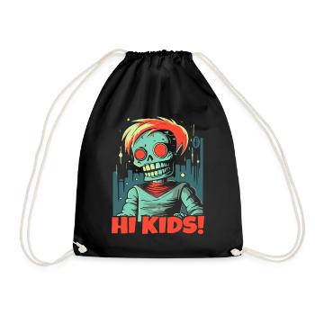 Casual zombie skeleton greets the kids - Drawstring Bag - black - Front