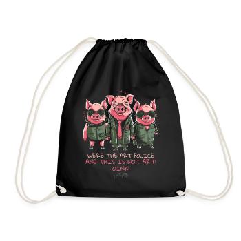 Kunst-Polizei-Schweine: Das ist keine Kunst, Oink! - Turnbeutel - Schwarz - Vorne
