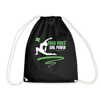 Yoga Vibes - Girl Power - cute women yoga design - Drawstring Bag - black - Front