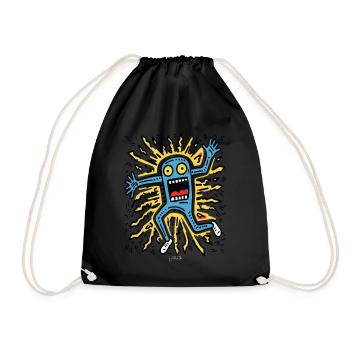 Playful Pop Art: Crazy Cartoon - Drawstring Bag - black - Front
