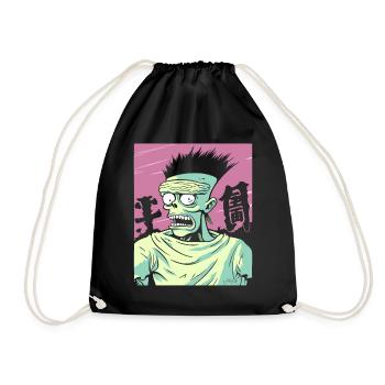 Cartoon: Strong Japanese Anime Fans and Buddies - Drawstring Bag - black - Front