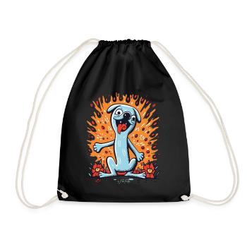 Cartoon Pop Art Flower Dog - Drawstring Bag - black - Front