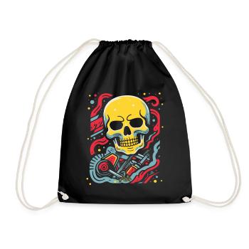 Crâne flottant : Dessin animé Pop Art - Sac de sport léger - noir - Devant