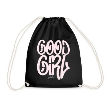 Texte : pink Good Girl, gutes Mädchen - Sac de sport léger - noir - Devant